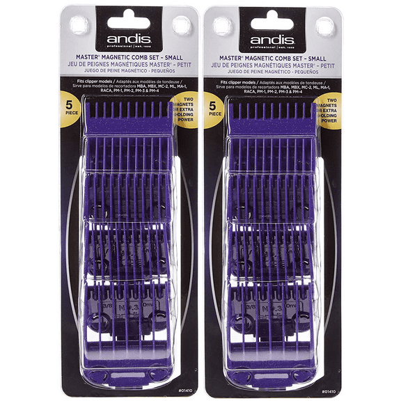 Andis 01410 Master Dual Magnet Small 5-Comb Set , Purple 2 Pack