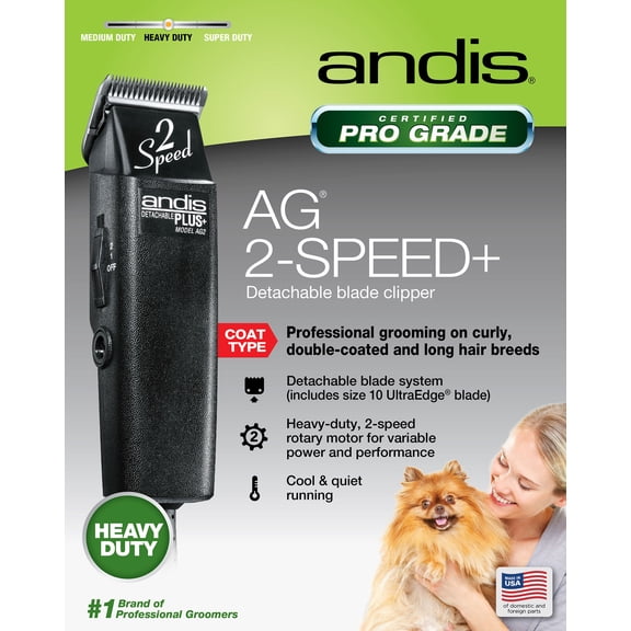 Andis Animal Pro Grade AG 2-Speed+ Detachable Blade Clipper, Black