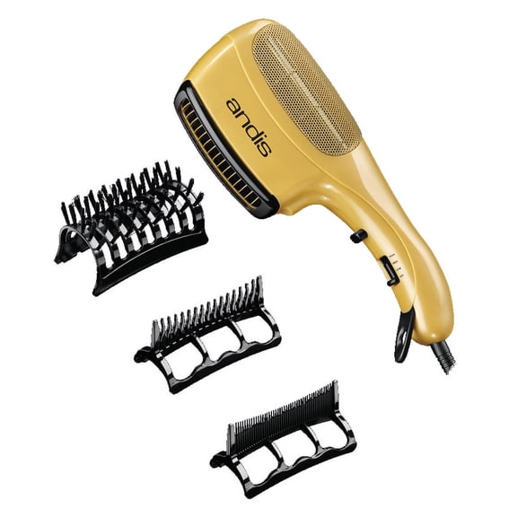 Andis Ceramic Ionic Hair Dryer with Bristle Brush, Fine-Tooth & Wide-Tooth Pick, 1875 Watts, Yellow