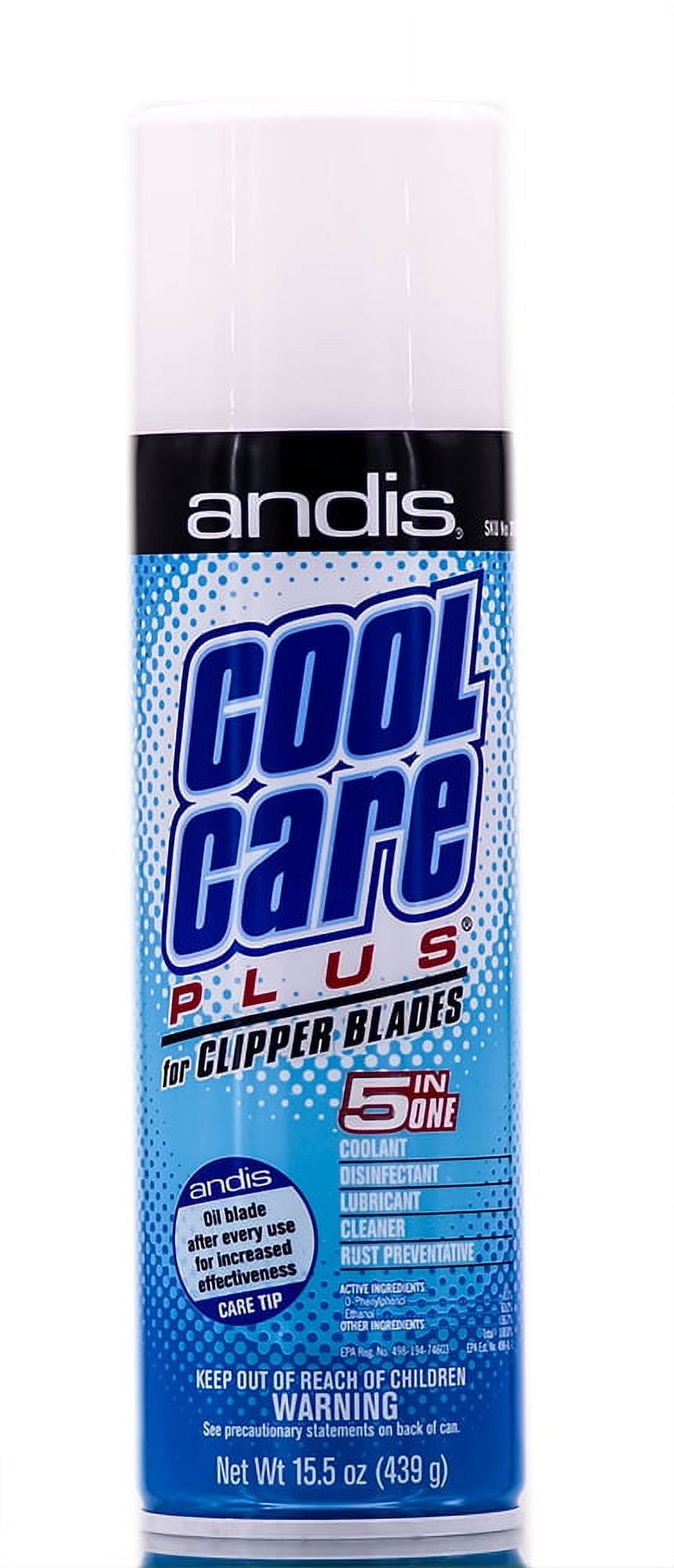 Andis 12750 Cool Care Plus 5-in-1 Clipper Spray, 15.5 oz Can, Blade Care  and Treatment, Blue
