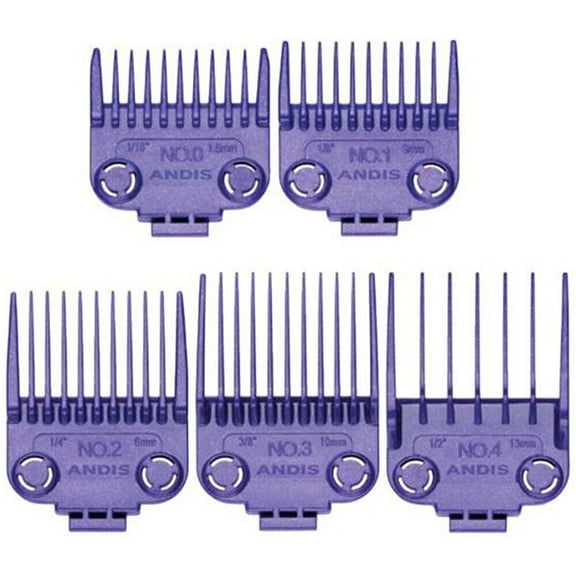 Andis Dual Magnet 5 PC Comb Set MLC ML Master Clipper Attachments 560997 Purple