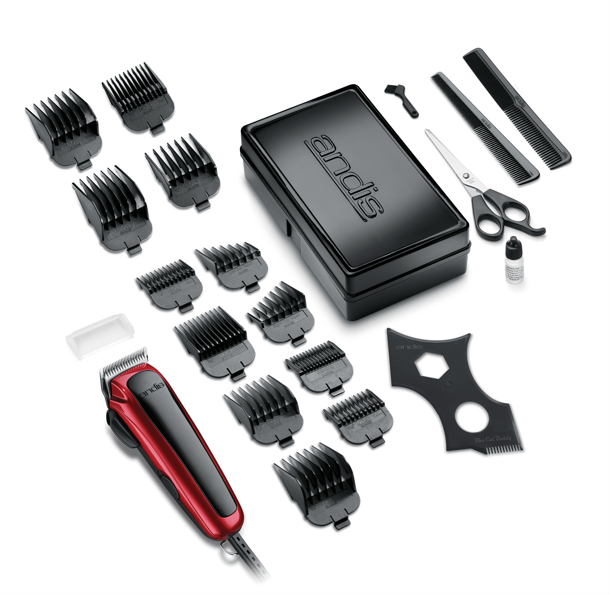 Andis EasyCut Home Haircutting Kit, Black, 20 Piece Kit with Bonus The