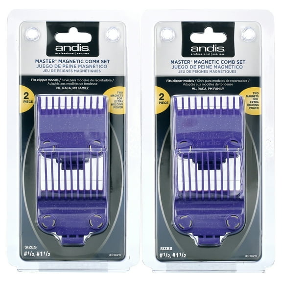 Andis Master Clipper Magnetic Comb Set Dual Pack sizes 0.5 & 1.5 Pack of 2
