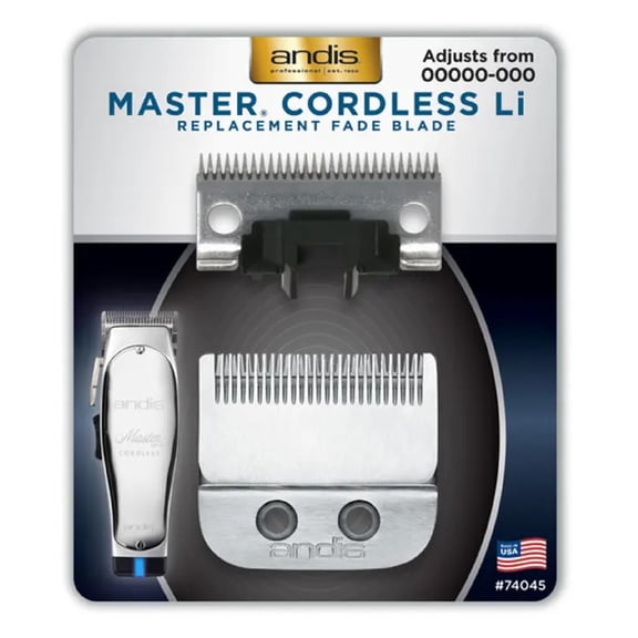 Andis Master Cordless Li Replacement Fade Blade, Carbon Steel Size 00000-000, 1 Count, Silver