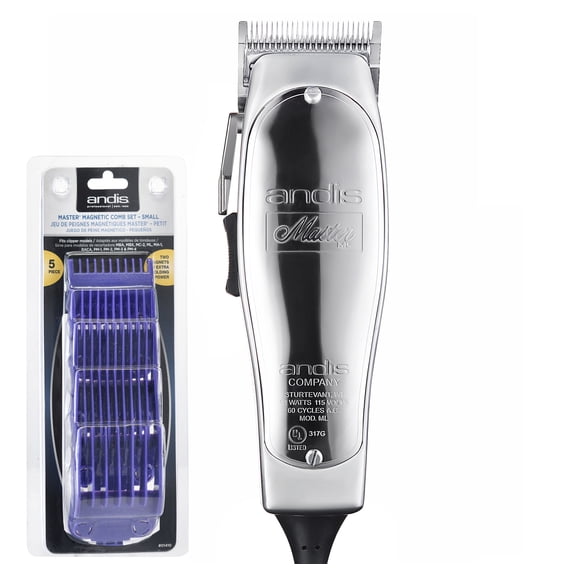 Andis Master ML Clipper #1557 +5 pack Andis Nano DOUBLE Magnetic Comb Set #01410
