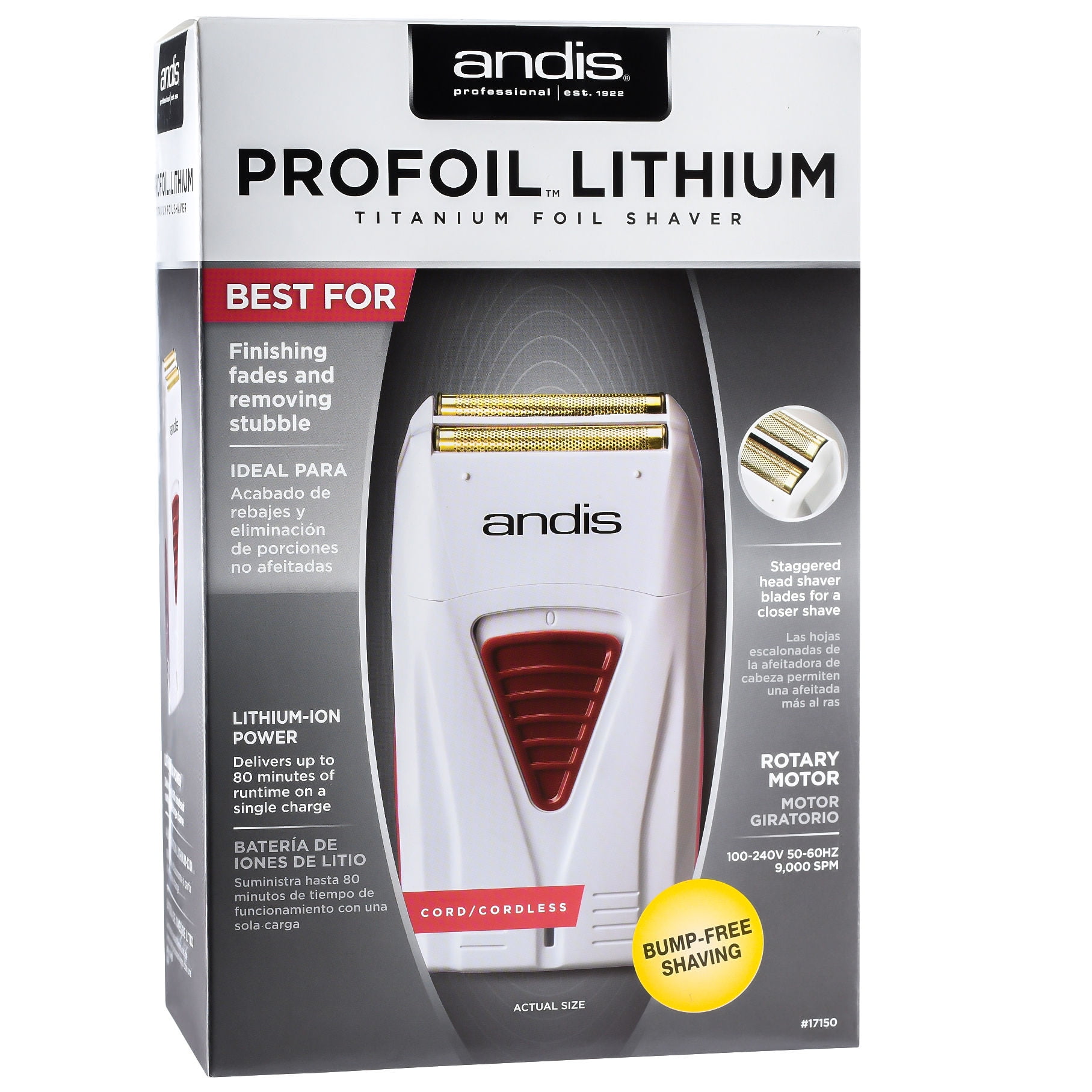 Andis Profoil Lithium Titanium Foil Shaver 17150 Cord Cordless Hypo