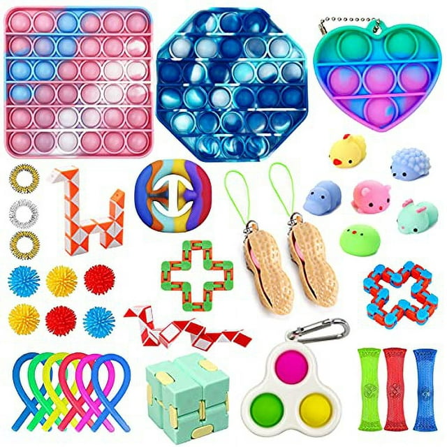 Anditoy 36 Pcs Fidget Sensory Pop Toys Pack with Mini Pop Dimple Toys for Kids Girls Boys Adults Stress Relief Party Favors