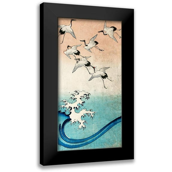 Ando, Hiroshige 11x18 Black Modern Framed Museum Art Print Titled - Cranes Flying (detail)