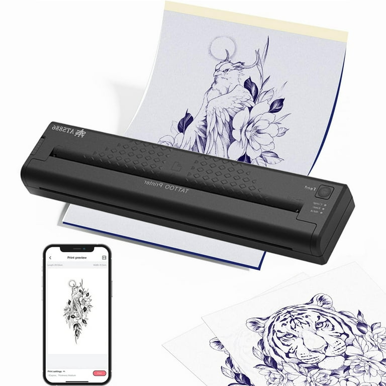 Andoe Wireless Tattoo Transfer Stencil Printer, Tattoo Transfer Thermal  Copier Machine, Tattoo Printer Kit for Tattoo Artists, Compatible with  Smartphone & Pc 