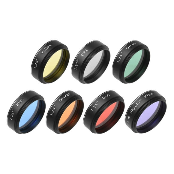 Andoer 1.25 Inches Telescope Eyepiece Filters Set Moon & Skyglow Filter CPL Filter Red Orange Yellow Green Blue Color Filters for Lunar Planetary Observation