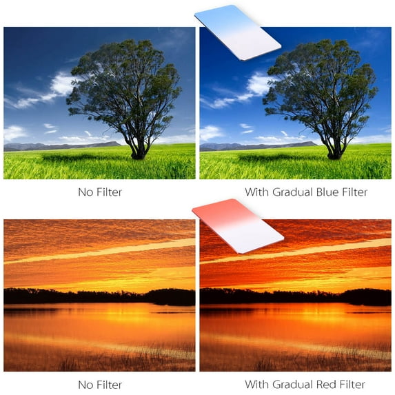 Andoer 13pcs Square Gradient Full Color Filter Bundle Kit for Cokin P Series with Filter Holder + Adapter Ring(52mm / 58mm / 62mm / 67mm / 72mm ) + Storage Bag + Cleaning Cloth
