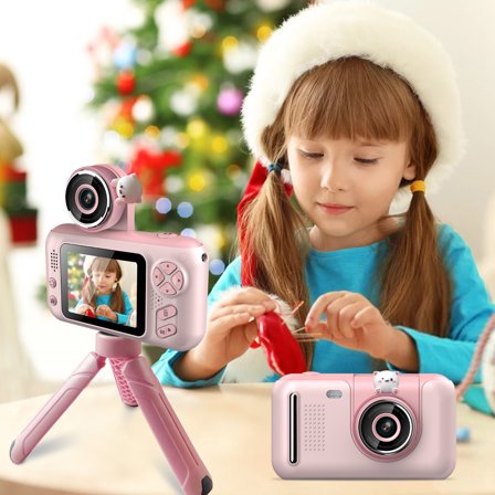 Andoer-2 Camcorder,Cute Frames Fun Kids Camera IPS Screen 180° 40MP 2.4 Inch 2.4 Inch IPS Camera Video Camera Inch IPS Screen 180° Rotatable Lens Frames Fun Neck Screen 180° Rotatable 1080P