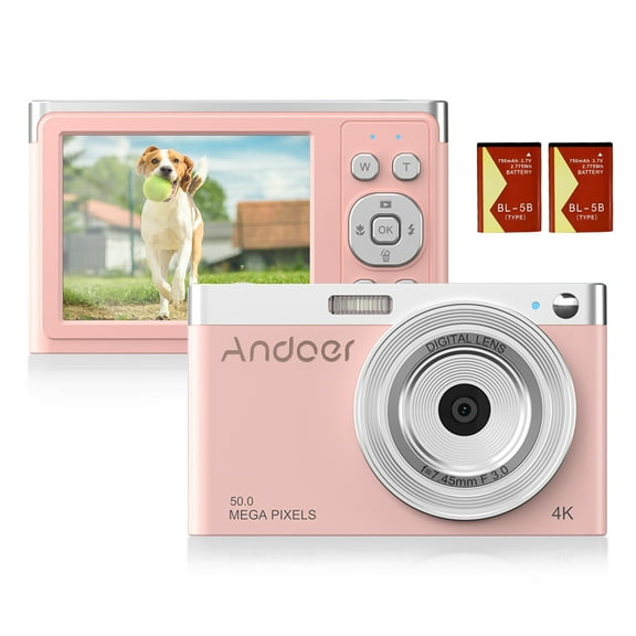 Andoer-2 Digital Camera,IPS Screen Auto Camera Video 50MP Built-in 2pcs Batteries Smile Capture Built-in Auto 16X -Shake Batteries Carry Wrist 16X -Shake Smile Capture Built-in 2pcs St Kids