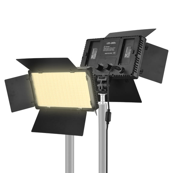 Andoer-2 Photography Lamp,LED-600 LED Video Temperature 3200-5600K Dimmable Beads Adjustable Bi-Color Panel 600PCS Beads Video Professional Panel Adjustable Bi-Color Temperature Dimmable Barndoor 1/4