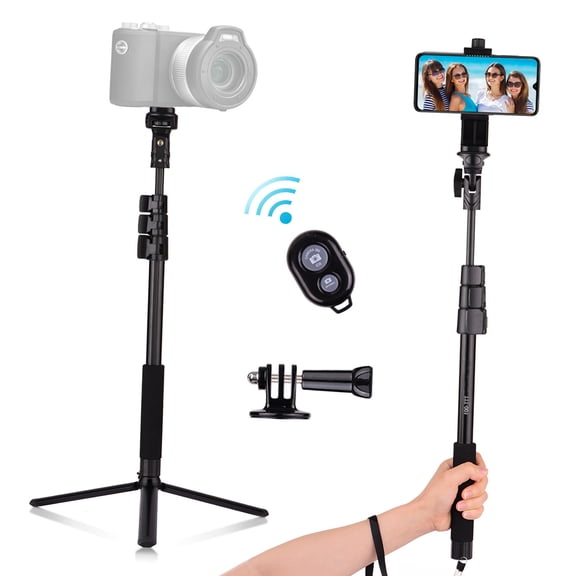 Andoer-2 Selfie Stick Tripod Stand Aluminum Alloy with Desktop Tripod Phone Holder for  and Android Phones