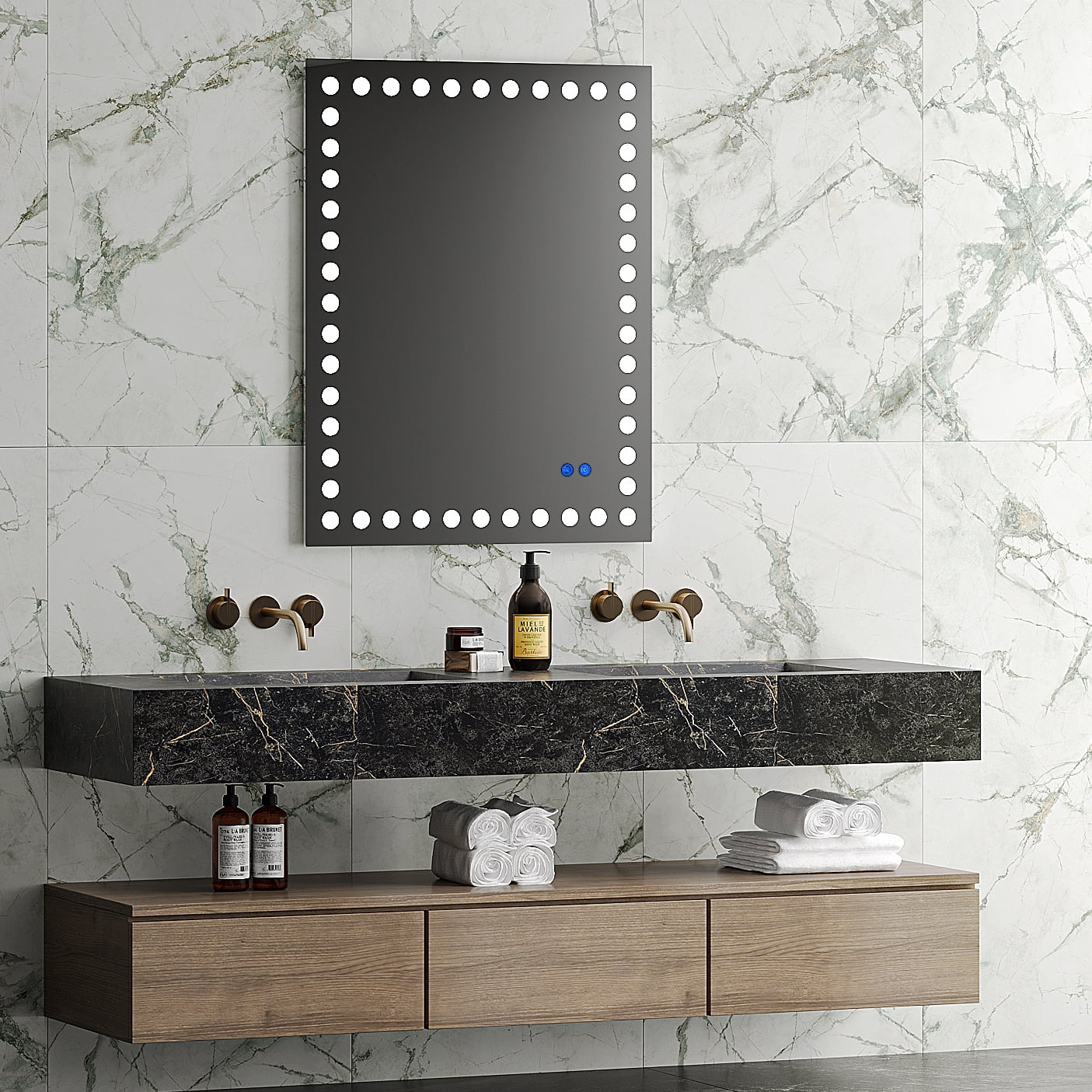 Andoer 36×28 Inch Led-Lit Bathroom Mirror, Wall Mounted -Fog Memory ...