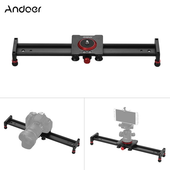 Andoer 40cm16inch Aluminum Alloy Track Slider Video Stabilizer Rail for DSLR Camcorder DV Film Photography, Load up to 11Lbs