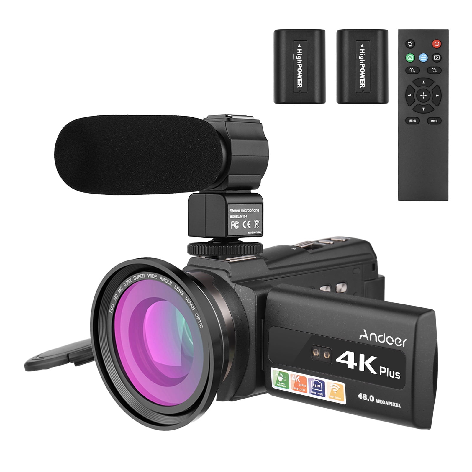 Andoer 4K 60FPS 48MP WiFi Digital Video Camera Set 1 Camcorder