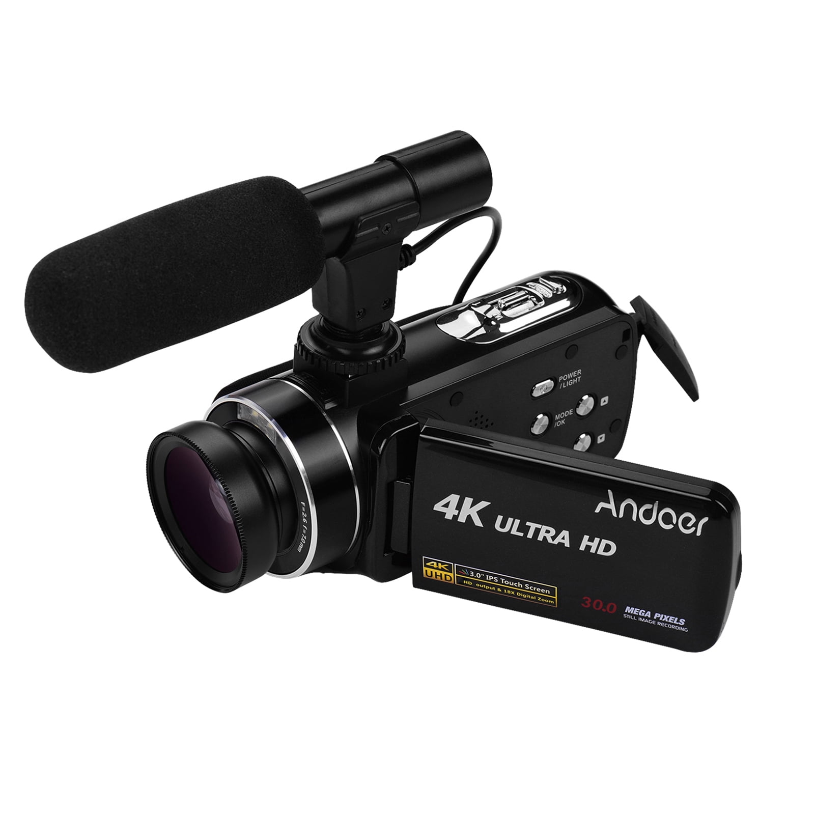 Andoer 4K Handheld Dv Professional Digital Video Camera Cmos Sensor  Camcorder With 0.45X Wide Angle Lens With Macro Stereo On-Camera Microphone  Hot Shoe Mount 3.0 Inch Ips Monitor Burst -Sh - Walmart.com