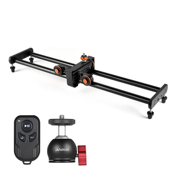 Andoer Camera Slider,Kit 3-Wheel Auto Dolly Car 3 3-Wheel Auto Dolly Car 3 Speed Ballhead Adapter Wirelss Adjustable + Rail + Ballhead Adapter Remote DSLR Camera Slider + Ballhead Dolly Slider Kit Co
