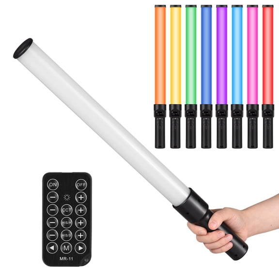 Andoer D3 Handheld RGB Light Tube LED Video Light Wand 2500K-9900K Dimmable 21 Lighting Scene Effects Built-in Battery with LCD Screen Remote Control for Vlog Live Streaming Product Portrait