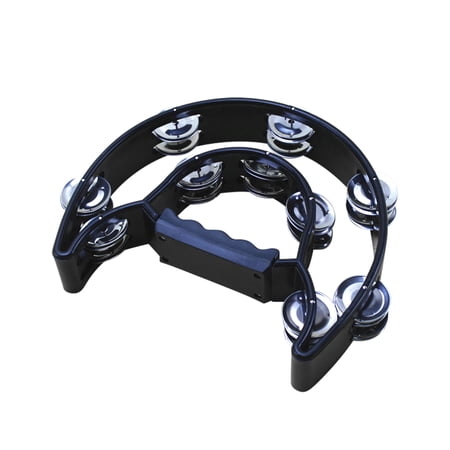 Andoer Double Row Handheld Tambourine Metal Jingles Hand Held Musical Percussion Drum Half Moon Hand Bell for Adults Kids KTV Party Bar