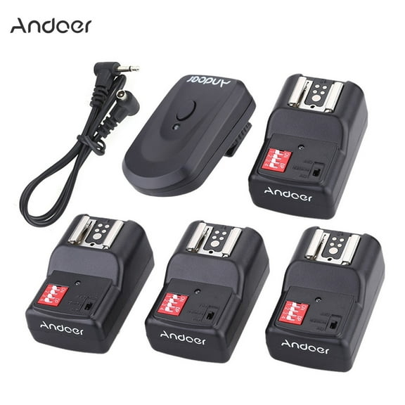 Andoer Flash Trigger Set Wireless Remote 16 Channel with 4 Receivers Sync Cord for Nikon Pentax Olympus Sigma Sunpak Vivitar Neewer YOUNGNUO Speedlite