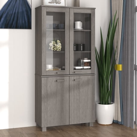 Andoer Highboard Solid Wood Pine Gray