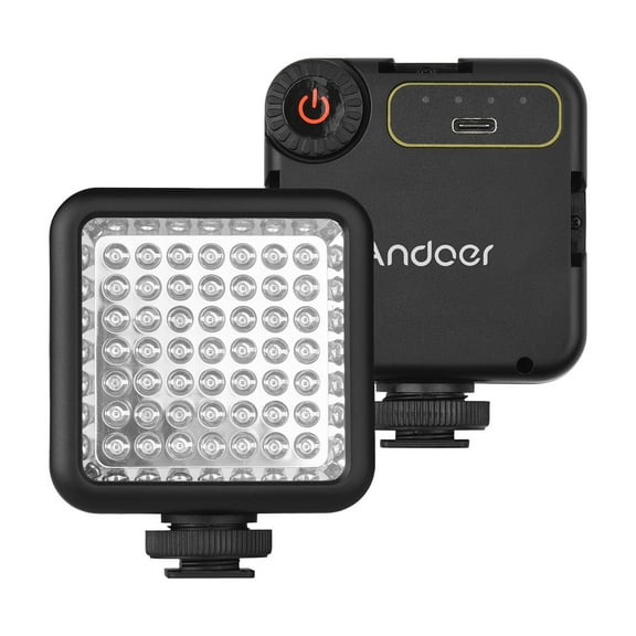 Andoer IR49S Mini IR Night Vision Light Infrared Photography Light for Video Camera Camcorder Built-in Rechargeable Battery with 3 Cold Shoe Mount for Vlog Video Recording