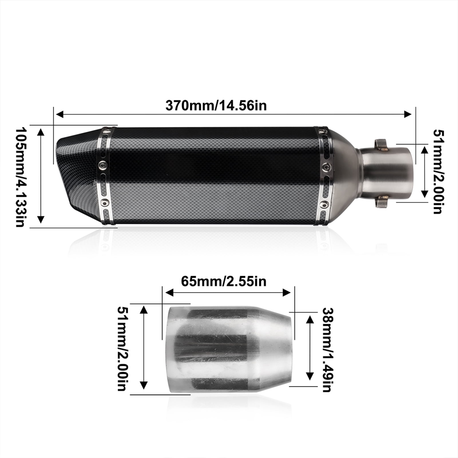 Andoer Motorcycle exhaust Tube,Resistant Atv Tail Tube Temperature Resistant Atv Dirt Inlet Muffler Tube Resistant Pipes Slip Fiber Style 1.5-2in Inlet Muffler Pipes Slip On Temperature Atv Carbon