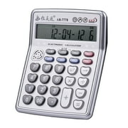 Andoer Musical Desktop Calculator 12-Digits LCD Display Electronic Calculator Counter Big Buttons with Piano Play Time Date Show Alarm Clock Function for Office Business Classroom Home Supplies