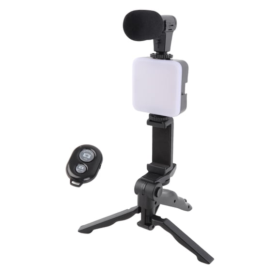 Andoer Phone Vlog Video Kit with Table Tripod Phone Holder Cold Shoe Microphone LED Light Remote Shutter[cite: 1]