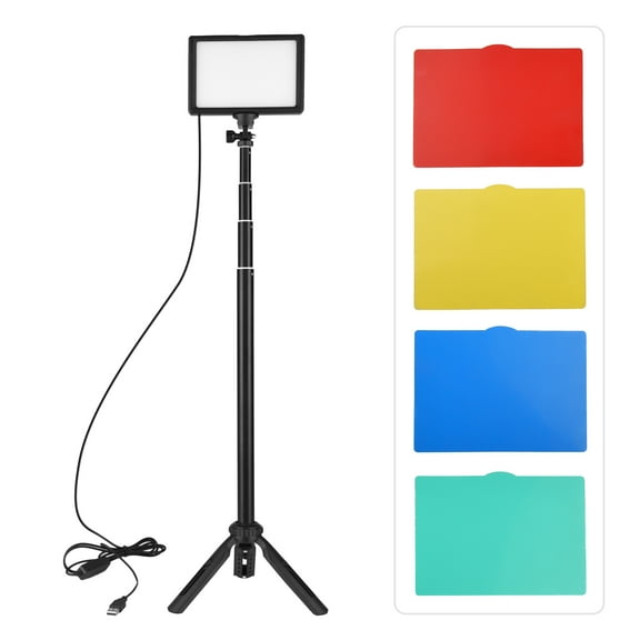 Andoer Photography Lighting Kit USB LED Video Light with 120pcs Beads 3200K-5500K 14-level Dimmable Adjustable Tripod Stand Filters for Selfies Portraits Product Shooting