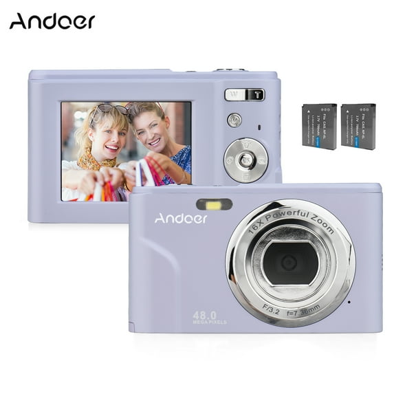 Andoer Portable Digital Camera 48MP 1080P 2.4-inch IPS Screen 16X Zoom Auto Focus Self-Timer 128GB Extended Memory Face Detection Anti-shaking