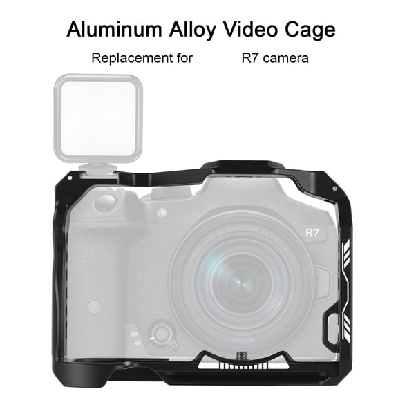 Andoer Premium Aluminum Alloy Camera Cage Video Rig Protective Housing with Cold Shoe Mount Numerous 1/4 Inch Threads Replacement for Canon EOS R7 Mirrorless Camera Accessories Black