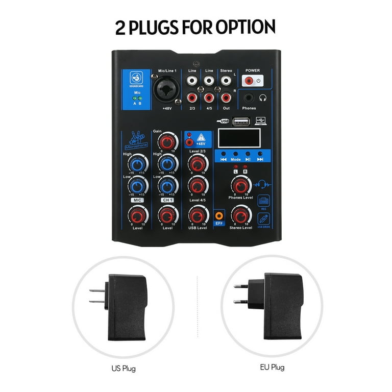 Andoer Professional Audio Mixer With Dual Wireless Microphone ...