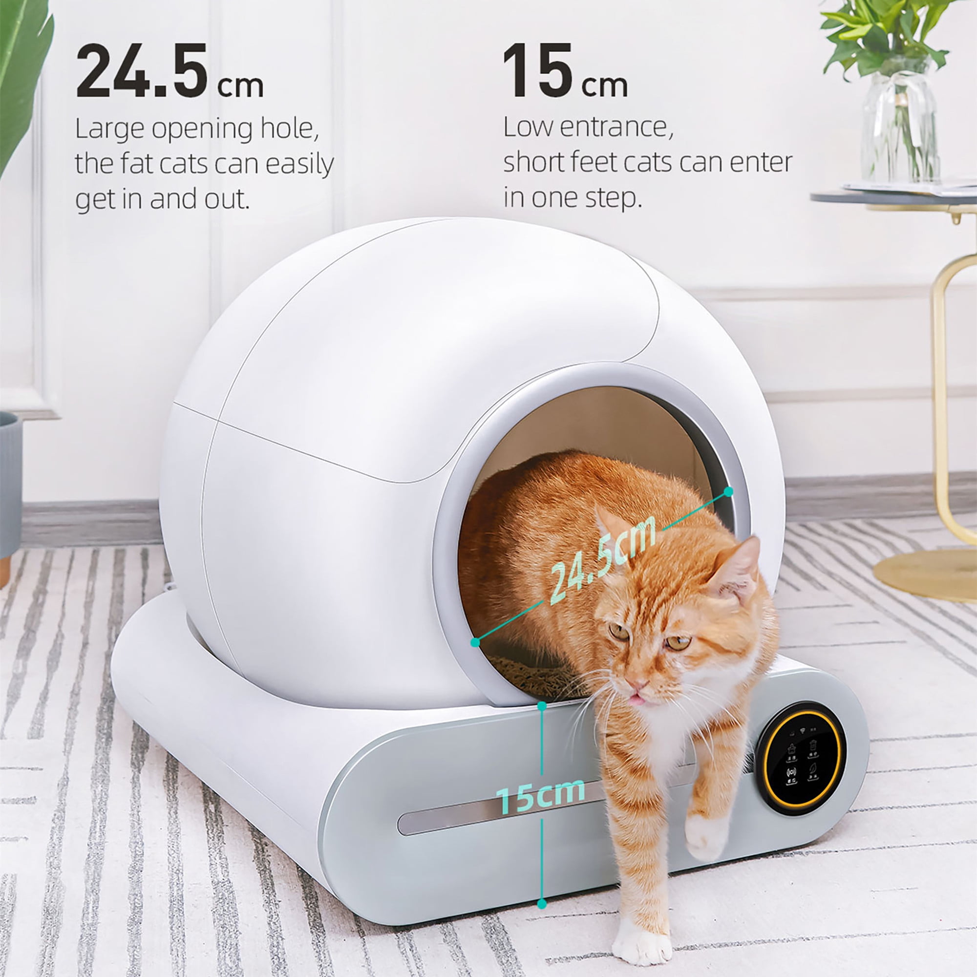 Andoer SelfCleaning Cat Litter Box, Automatic Scooping and Odor Removal, App Control Support 2