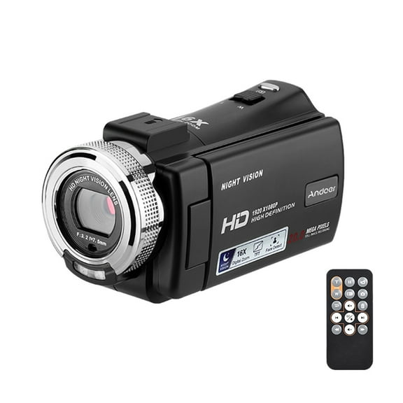 Andoer V12 1080P Full HD Portable Video Camera Camcorder with 16X Digital Zoom, 3.0 Inch Rotatable LCD Screen, Up to 30 Mega Pixels, Night Vision, Face Detection and Beautification Features