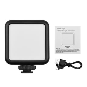 Andoer W49S Mini LED Video Light Panel, 5600K Dimmable 5W Photography Lighting with Built-In 2100mAh Rechargeable Battery, 3 Cold Shoe Mounts for Cameras and Camcorders, Black