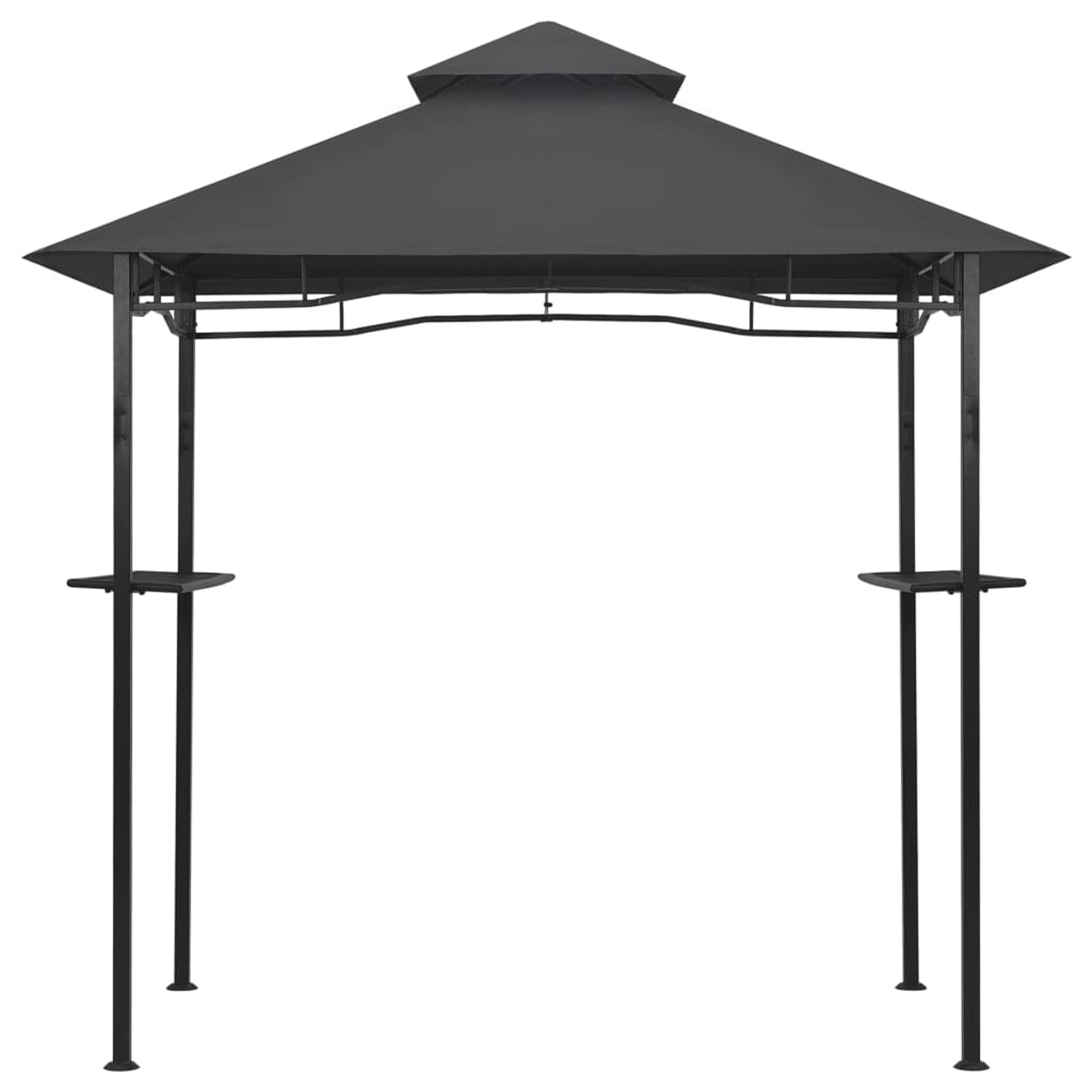 Anthracite Steel BBQ Gazebo with Double-Layer Roof