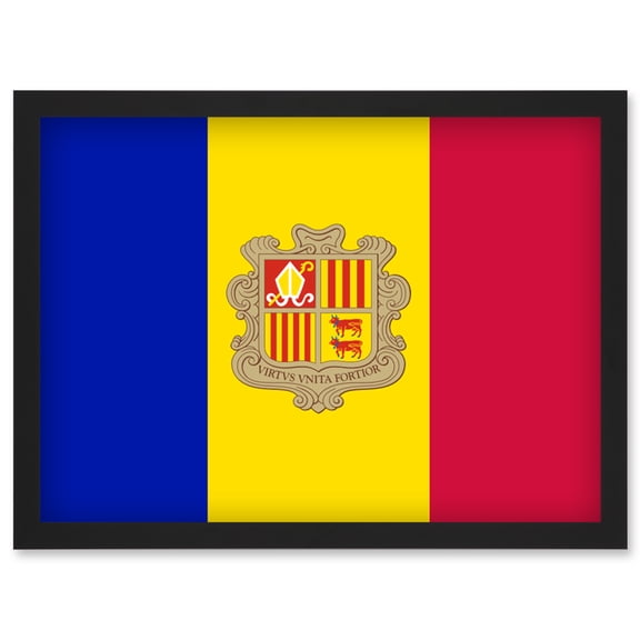 Andorra National Flag Patriotic Vexillology World Flags Country Region Poster Artwork Framed Wall Art Print A4