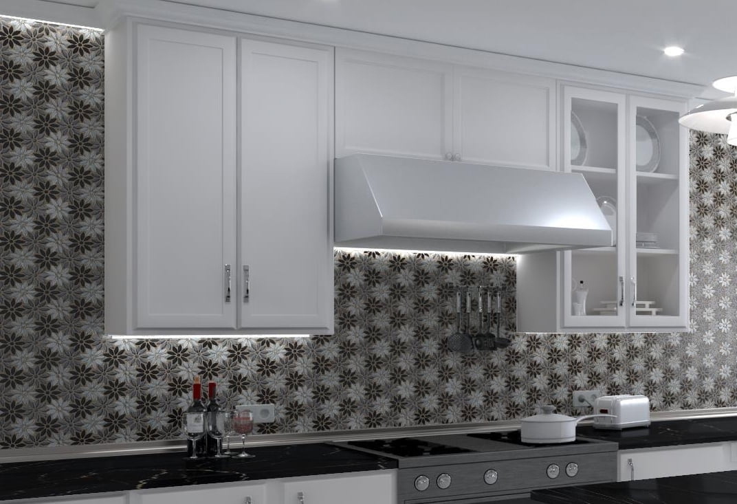 Andova Tiles Black/Gray Glass Mosaic Tiles, for Bathroom Fireplace Backsplash Floor Surface