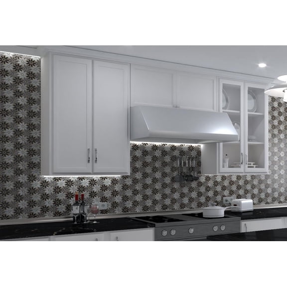Andova Tiles Black/Gray Glass Mosaic Tiles, for Bathroom Fireplace Backsplash Floor Surface