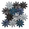 thumbnail image 1 of Andova Tiles Blue/Black/Gray Glass + Aluminium Floral Mosaic Tiles, for Shower Pool, 1 of 1