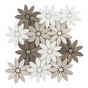 Andova Tiles Brown/White Stone Floral Mosaic Tiles, for Bathroom Fireplace
