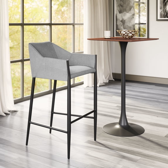 Andover Barstool Slate Gray Barstool, Modern Style, Cozy polyester linen fabric, Plywood, Indoor Bar