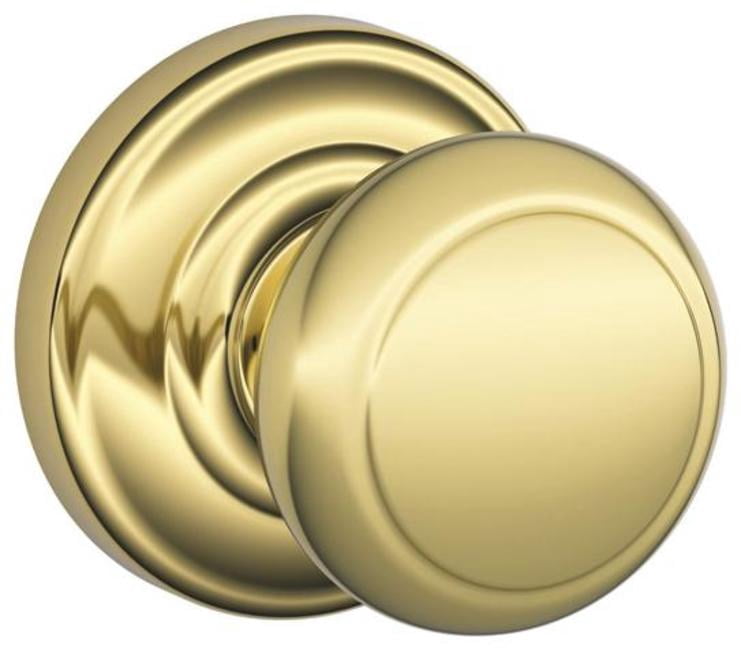 Andover Bright Brass Hall/Closet Knob