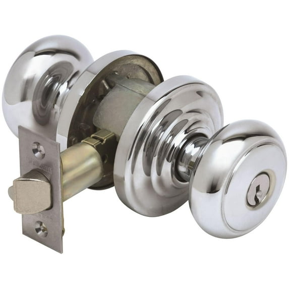 Schlage F51A AND 625 AND Andover Keyed Entry Knob, Bright Chrome