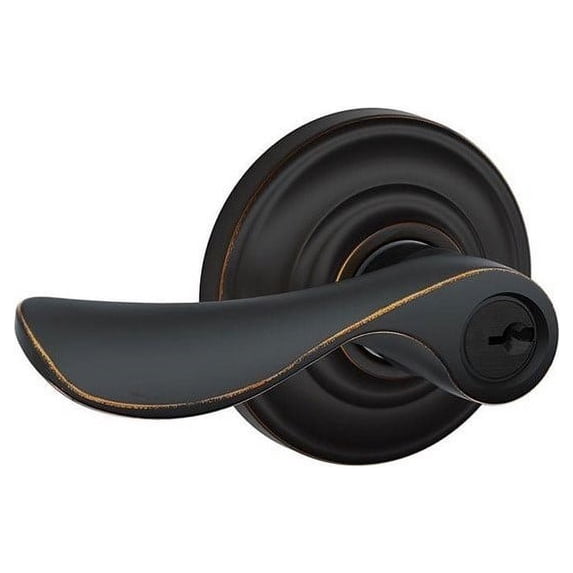 SCHLAGE F51A CHP 716 AND Champagne Lever with Andover Trim Keyed Entry Lock Aged Bronze