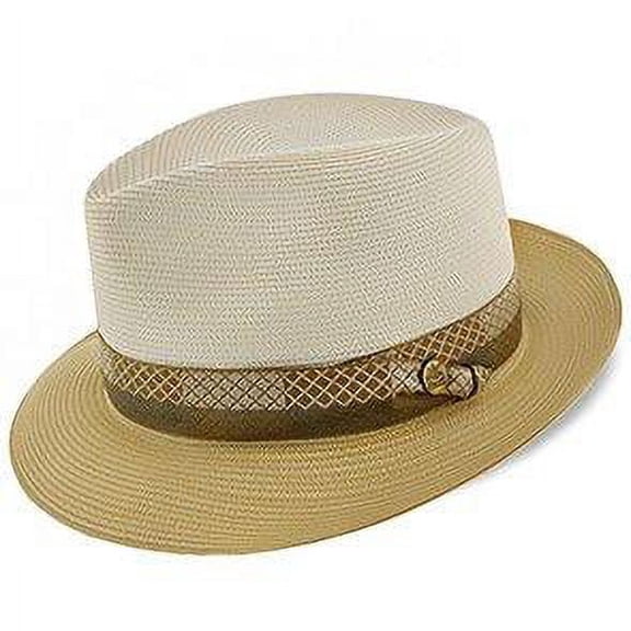 Andover Florentine Milan Straw Fedora Hat - 7.375 - Beige/Sand
